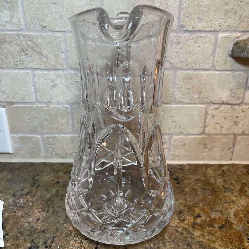 Drink Pitcher American Brilliant Period Cut Crystal Glass‎ 9 Inch Tall Geometric - Picture 4 of 7